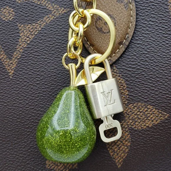 Authentic Louis Vuitton Lock & Key with Unbranded Avocado Charm, Keychain - Picture 4 of 10